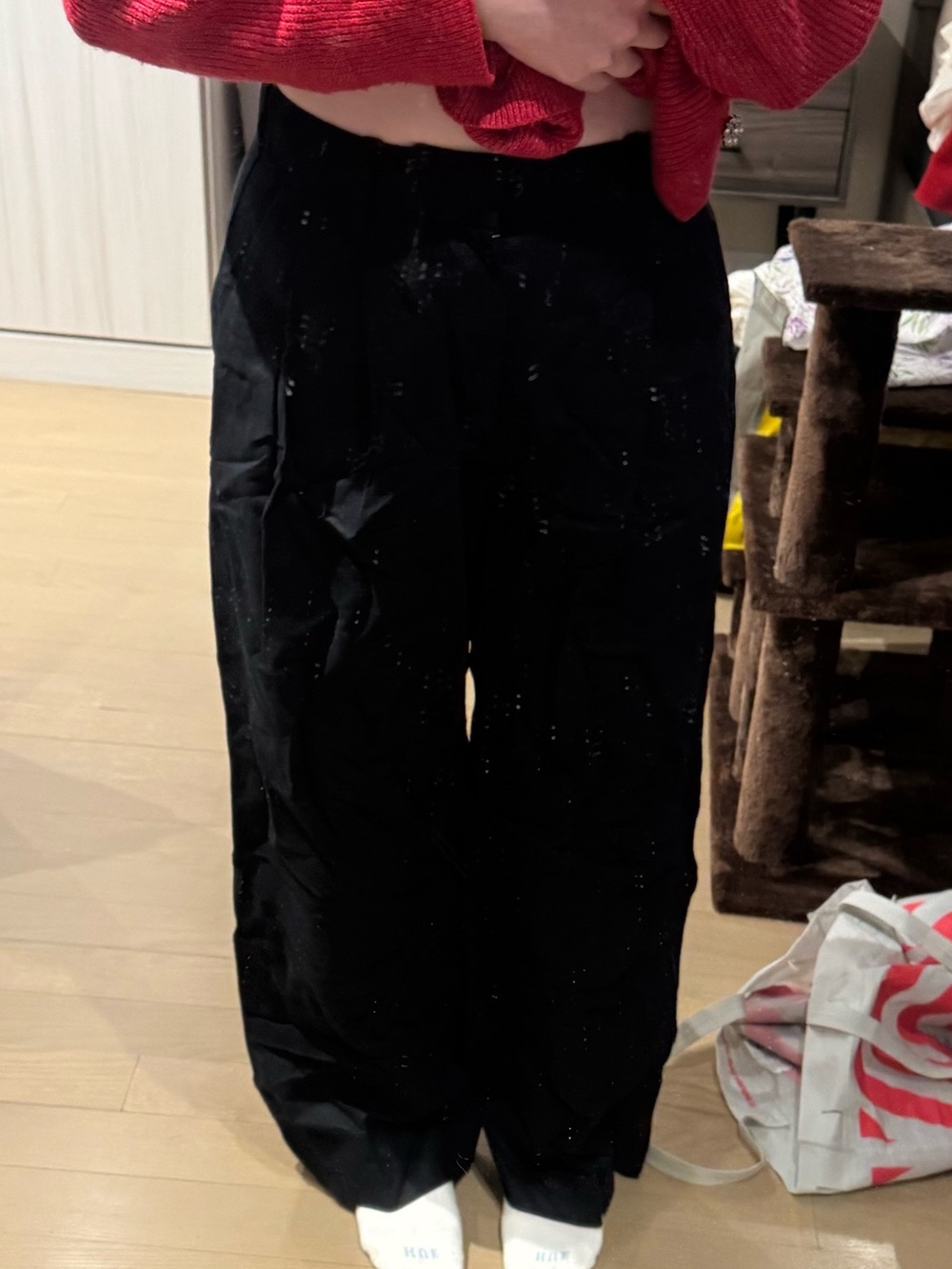 Black women’s high rise linen blend trouser